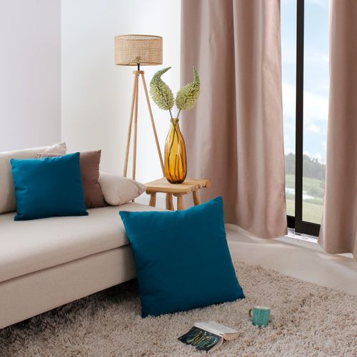 Coussin Déhoussable Uni En Coton - 60x60 Cm - Bleu Canard