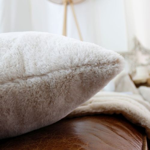 Coussin Cocooning En Imitation Fourrure - 40 X 40cm - Beige