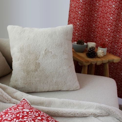Coussin Cocooning En Imitation Fourrure - 40 X 40cm - Beige