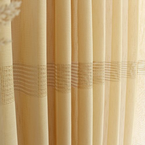 Voilage Bohème à Bandes Ajourées - 140x240 Cm - Jaune Ocre