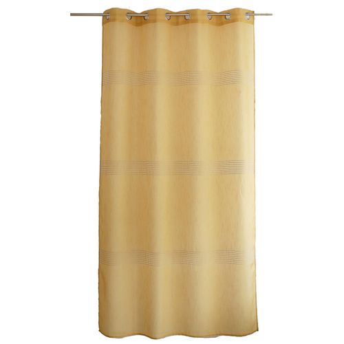 Voilage Bohème à Bandes Ajourées - 140x240 Cm - Jaune Ocre