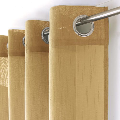 Voilage Bohème à Bandes Ajourées - 140x240 Cm - Jaune Ocre