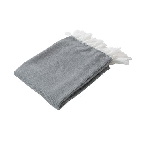 Plaid Jacquard à Longues Franges - 130x150 Cm - Gris Clair