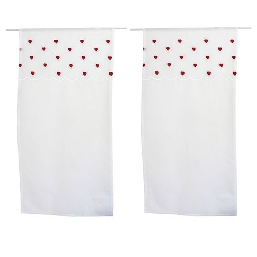 Paire De Voilages à Motif "cœur" 60x160cm Rouge