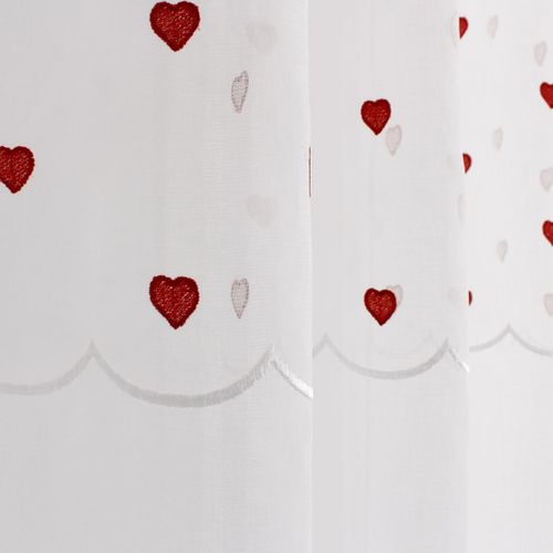 Rideau Voilage à Motif "cœur" 140x240cm Rouge