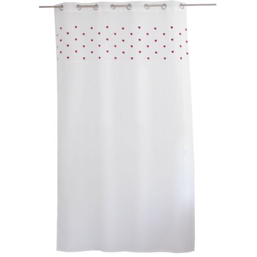 Rideau Voilage à Motif "cœur" 140x240cm Rouge