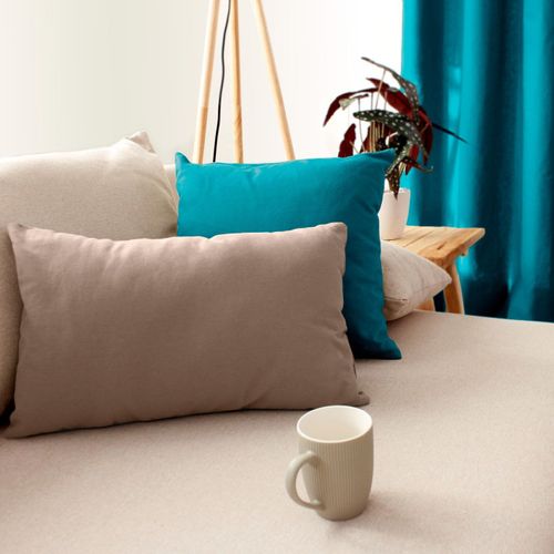 Coussin Non Déhoussable En Coton Uni - 30x50 Cm - Bleu Canard