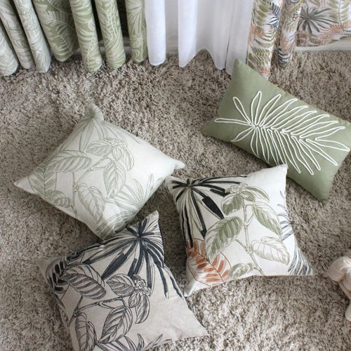 Coussin Déhoussable Aux Impressions Naturelles - 40x40 Cm - Ecru