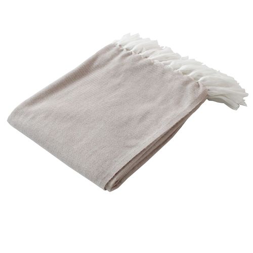 Plaid Uni à Franges XL "dobby" 180x220cm Beige