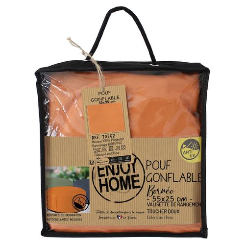 Pouf Gonflable Extérieur - 55x20 Cm - Orange Corail