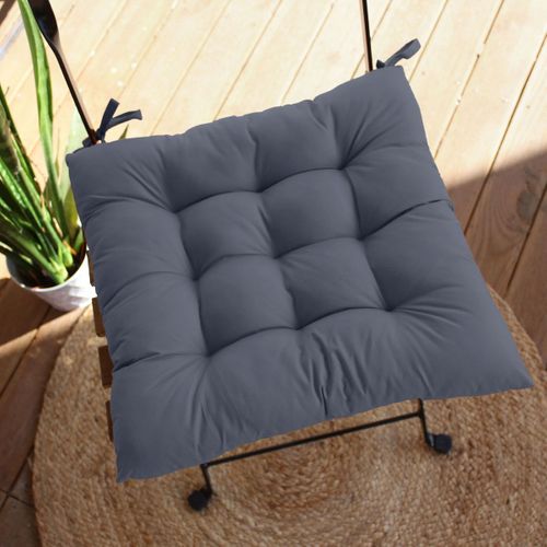 Galette Piquée Extérieure - 38x38 Cm - Gris Foncé