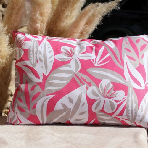 Coussin Déhoussable Extérieur à Motifs - 45x60 Cm - Fuchsia