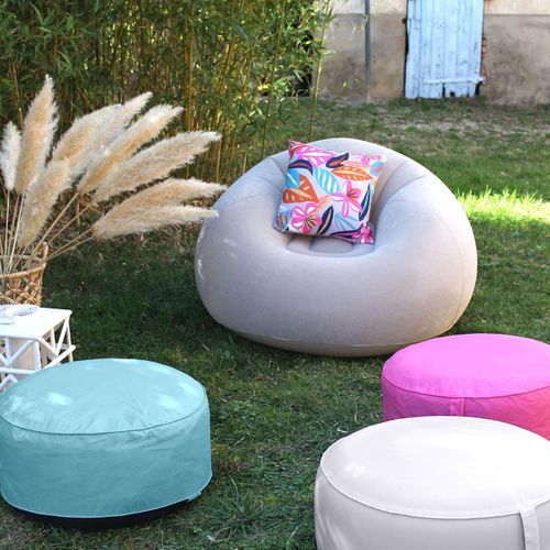 Coussin Extérieur Impression Fleurie - 60x60 Cm - Fuchsia