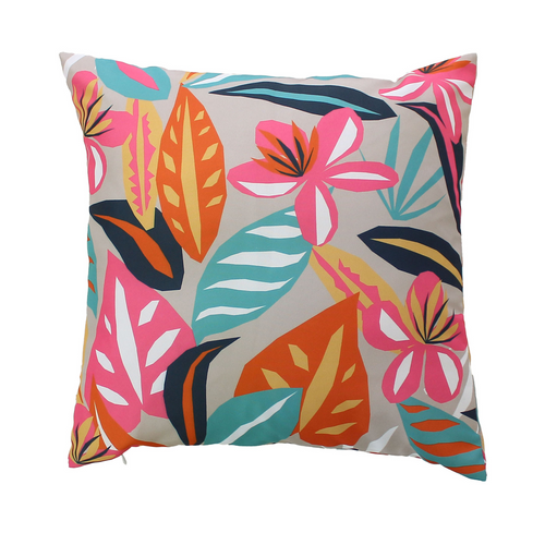 Coussin Extérieur Impression Fleurie - 60x60 Cm - Fuchsia