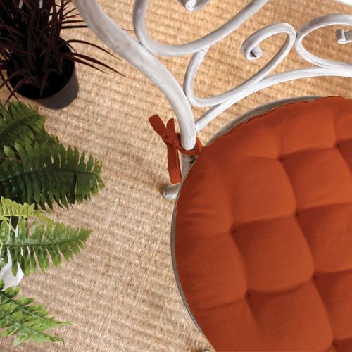 Galette De Chaise Piquée Et Ronde - 38x38 Cm - Terracotta