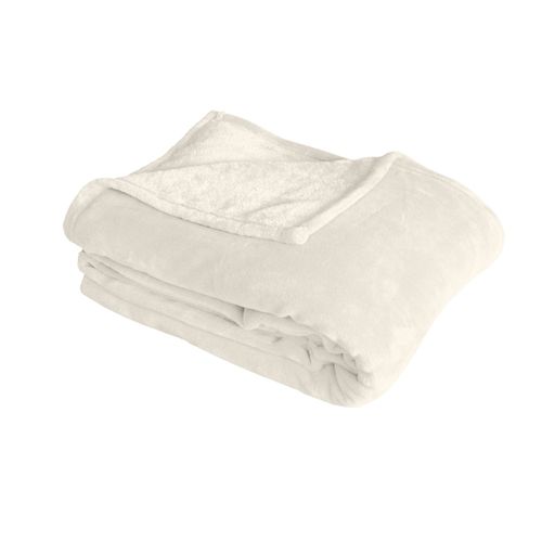 Plaid Uni En Polaire Molletonnée - 125x150 Cm - Ecru