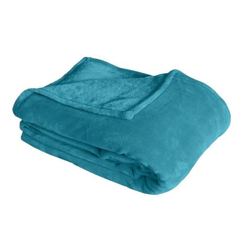 Plaid Polaire XL Uni "coral Fleece" 180x220cm  Bleu Canard