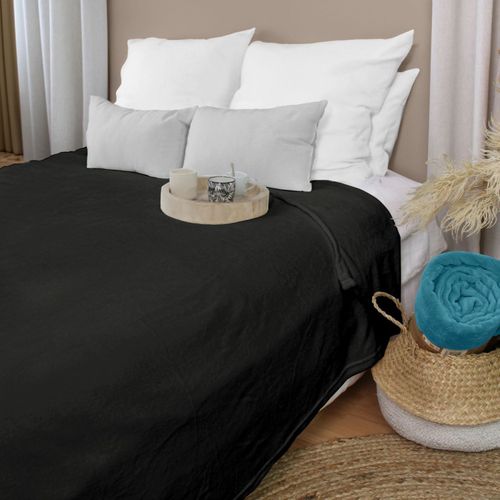 Plaid Polaire XL Uni "coral Fleece" 180x220cm Noir