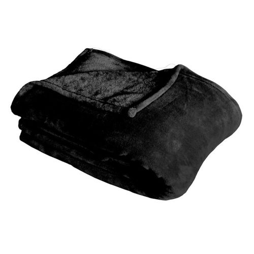 Plaid Polaire XL Uni "coral Fleece" 180x220cm Noir