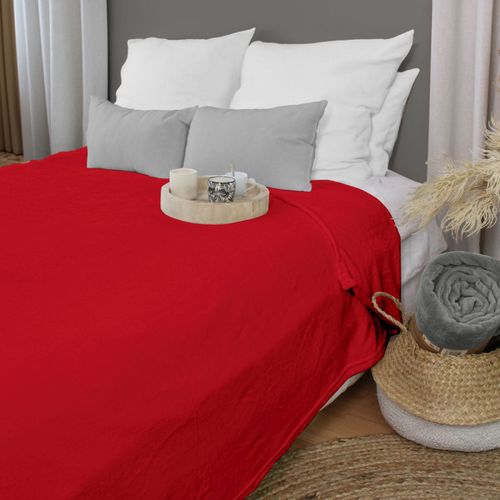 Plaid Polaire XL Uni "coral Fleece" 180x220cm Rouge