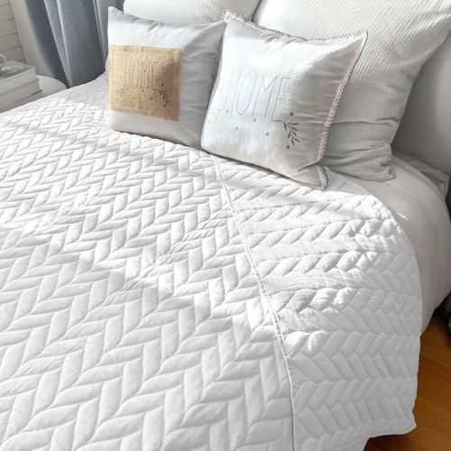 Couvre Lit En Microfibre Dessin Par Ultrason - 240x220 Cm - Blanc