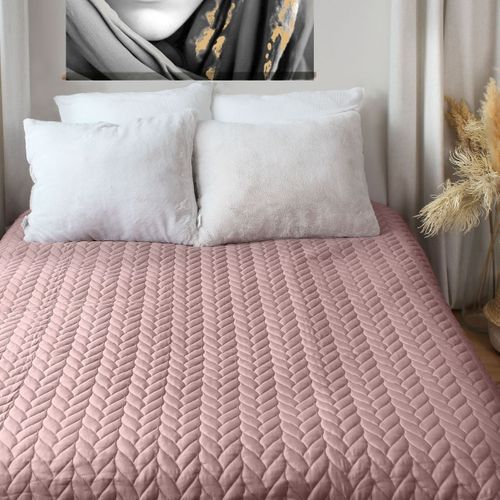 Couvre Lit En Microfibre Dessin Par Ultrason - 240x220 Cm - Rose Poudré
