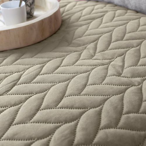 Couvre Lit En Microfibre Dessin Par Ultrason - 240x220 Cm - Naturel