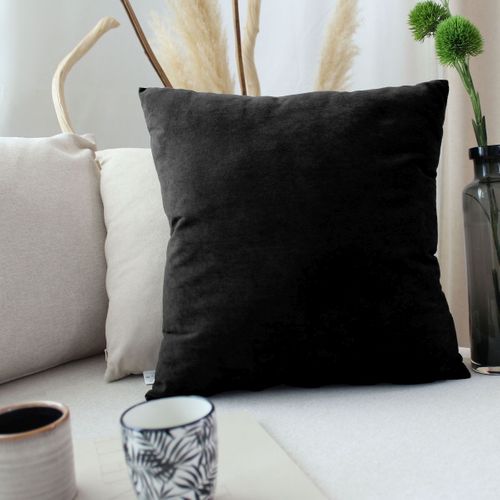 Coussin Dehoussable En Velours - 40x40 Cm - Noir