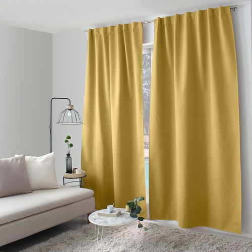 Rideau Occultant Aspect Chambray - 140x240 Cm - Jaune Moutarde