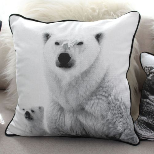 Coussin Déco Imprimé "epicéa" 40x40cm Blanc