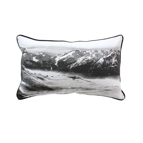 Coussin Déhoussable En Coton Recyclé Imprimé Au Recto/verso - 30x50 Cm - Noir