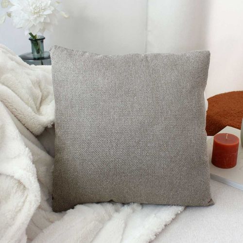 Coussin Déhoussable En Velours Chenillé - 40x40 Cm - Taupe