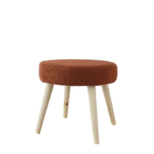 Tabouret Rond En Bouclettes - 45x45x40 Cm - Terracotta