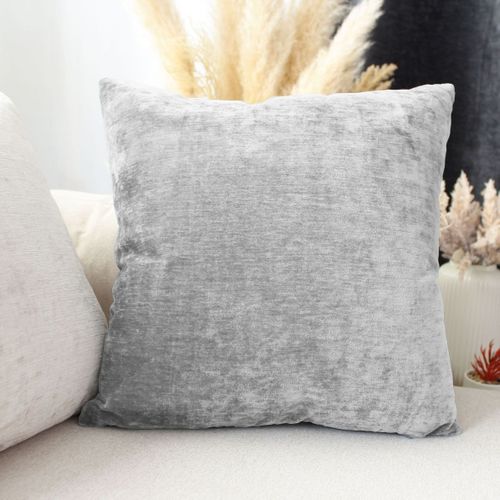 Coussin Déhoussable En Velours - 40x40 Cm - Gris Clair