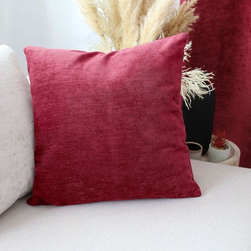 Coussin Déhoussable En Velours - 40x40 Cm - Rouge Foncé