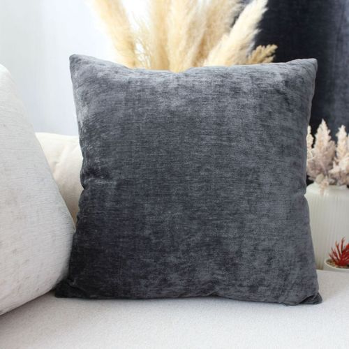 Coussin Déhoussable En Velours - 40x40 Cm - Gris Foncé