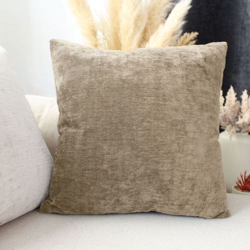Coussin Déhoussable En Velours - 40x40 Cm - Naturel