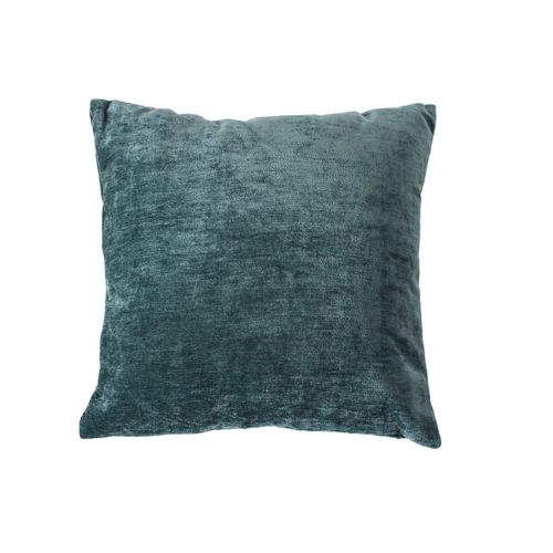 Coussin Déhoussable En Velours - 40x40 Cm - Bleu Canard