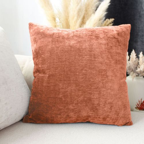 Coussin Déhoussable En Velours - 40x40 Cm - Pêche