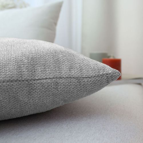 Coussin Déhoussable En Velours Chenillé - 40x40 Cm - Gris Clair