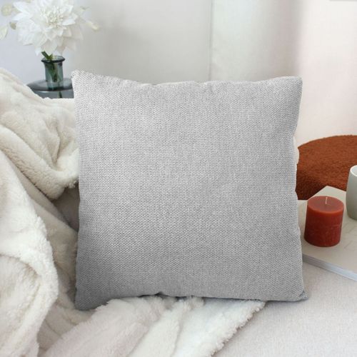 Coussin Déhoussable En Velours Chenillé - 40x40 Cm - Gris Clair