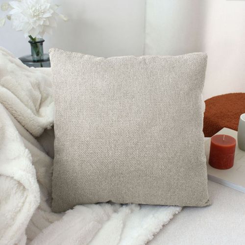 Coussin Déhoussable En Velours Chenillé - 40x40 Cm - Naturel