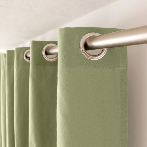 Rideau Coloré En Pur Coton 8 Oeillets - 135x240 Cm - Vert Olive