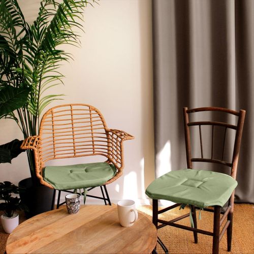 Galette De Chaise à Rabats Et Nouettes - 40x40 Cm - Vert Olive