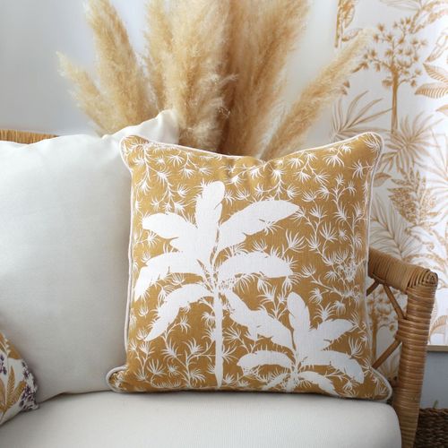 Coussin Déhoussable Style Végétal - 40x40 Cm - Beige