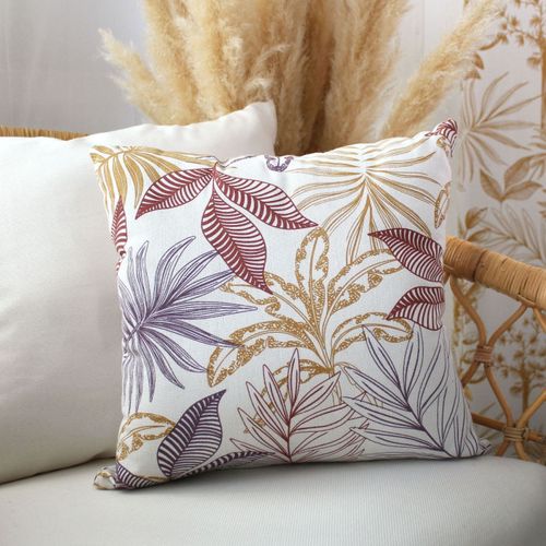 Coussin Déco à Motifs "hévéa" 40x40cm Multicolore