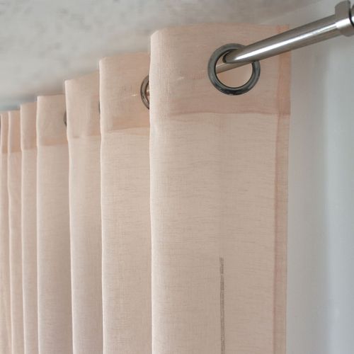 Voilage à Oeillets Aspect Lin - 140x240 Cm - Pêche