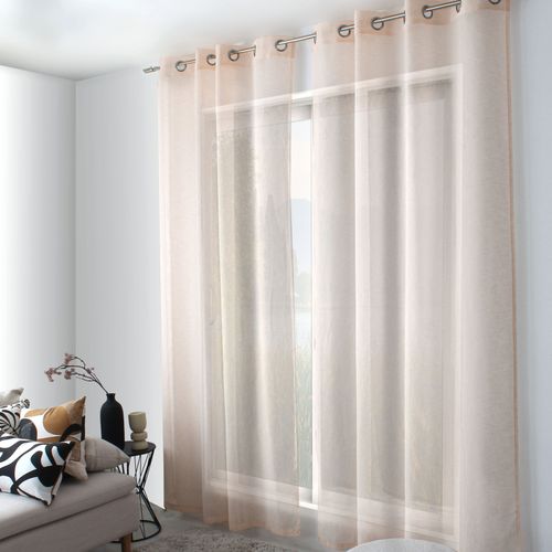 Voilage à Oeillets Aspect Lin - 140x240 Cm - Pêche