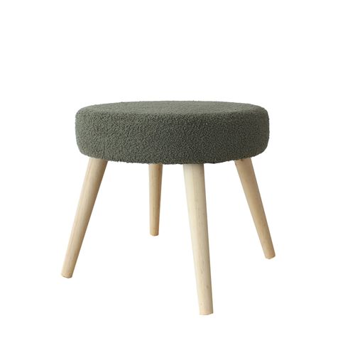 Tabouret Rond En Bouclettes - 45x45x40 Cm - Vert