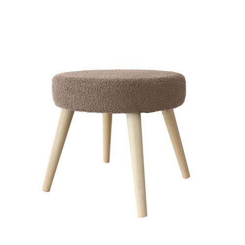 Tabouret Rond En Bouclettes - 45x45x40 Cm - Taupe